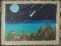 Картина «Ночное сияние горами».
