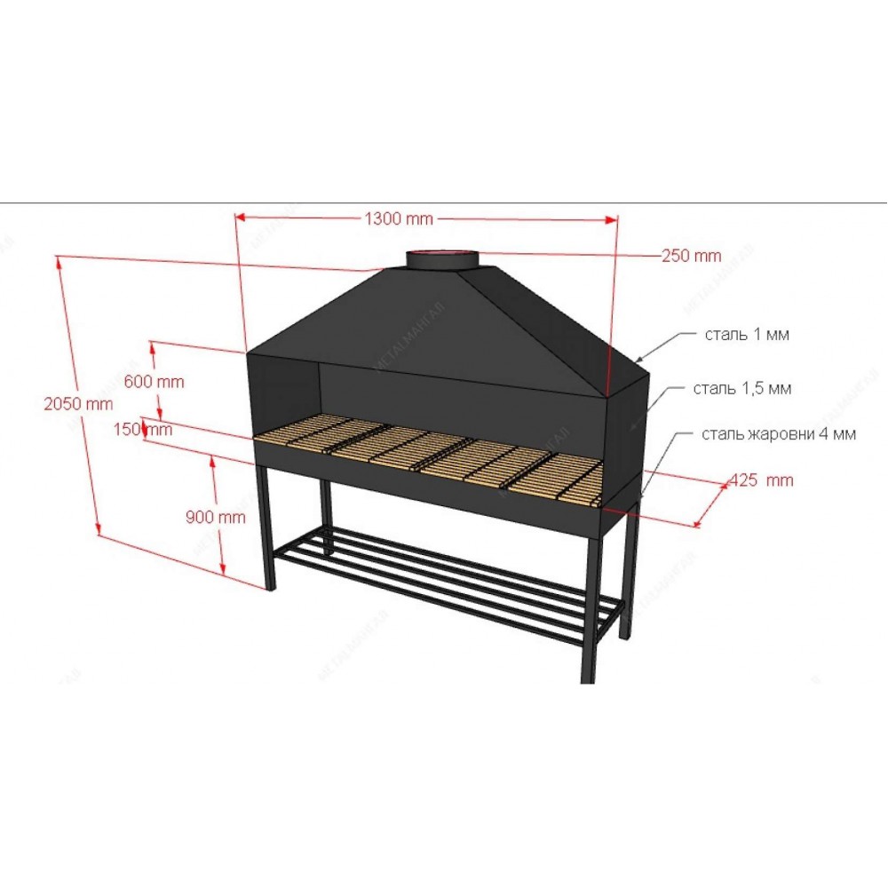 Мангал с вытяжкой из металла чертежи своими руками